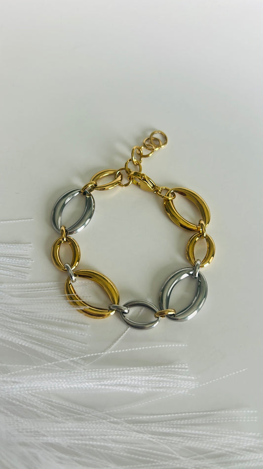 Pulsera óvalos dos tonos