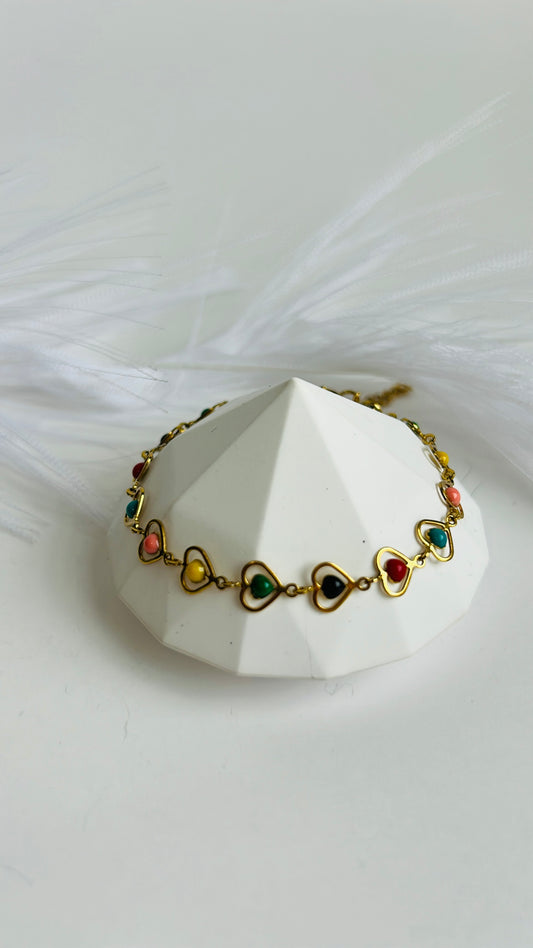 Pulsera Corazones Colores