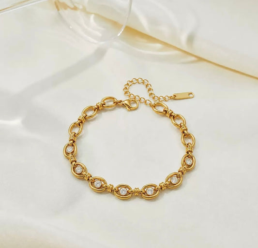 Pulsera Dorada con Rhinestone