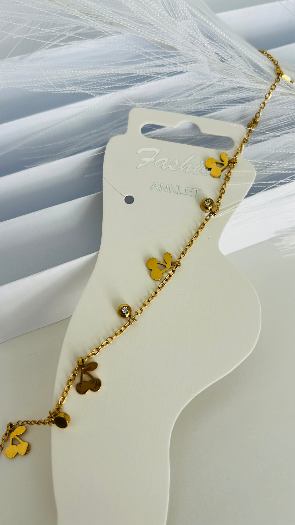 Tobillera Cherry con Rhinestone