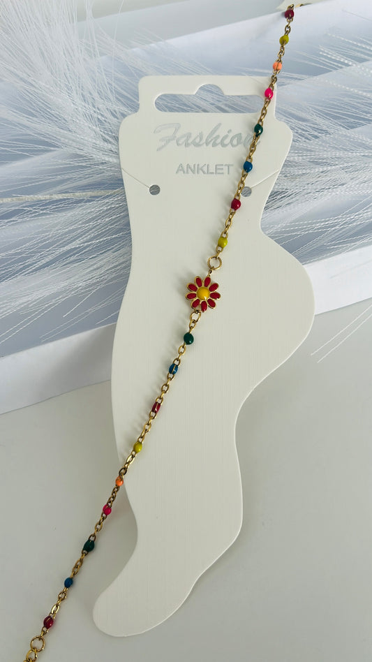 Tobillera Flor de Colores