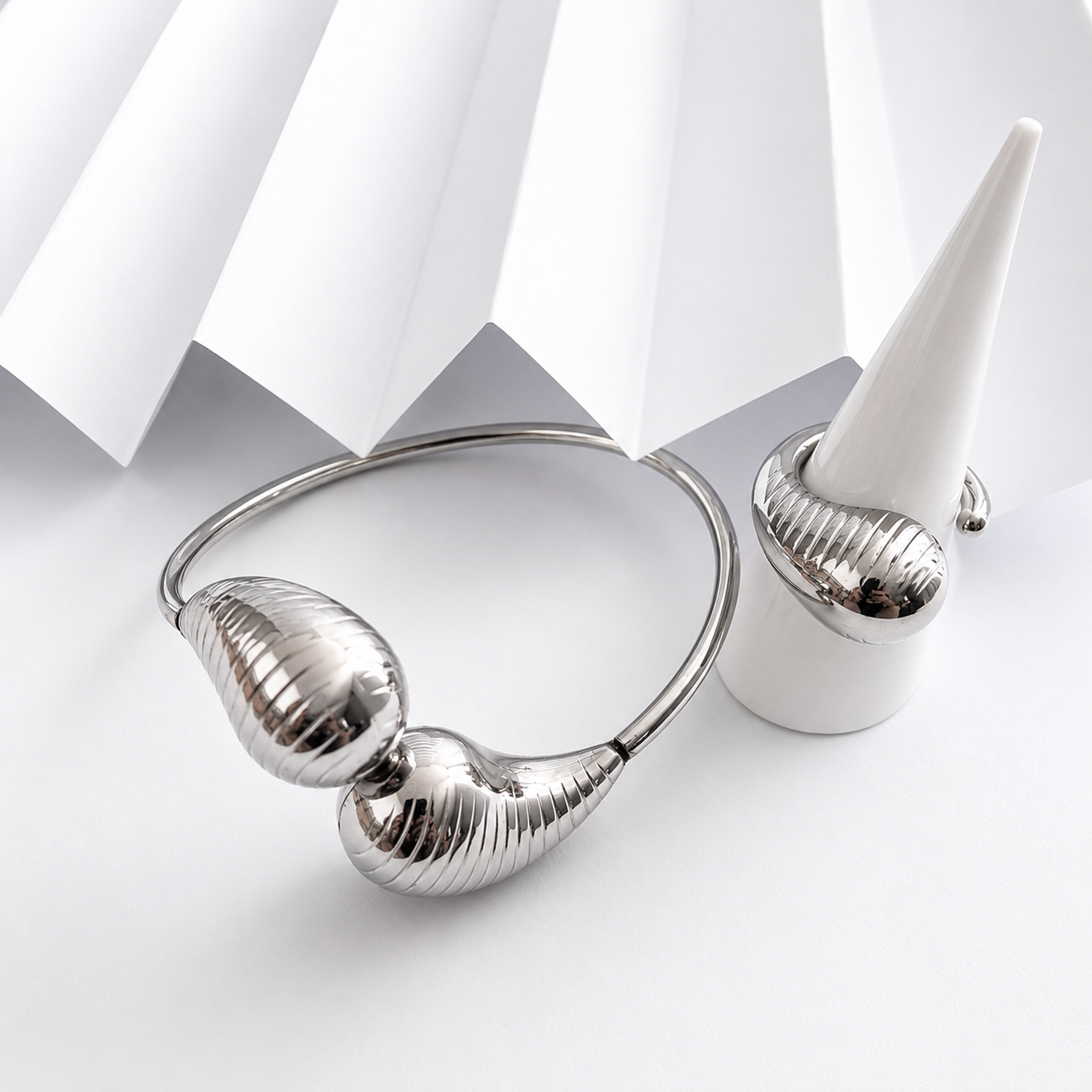 Set Plateado Moderno de Acero Inoxidable