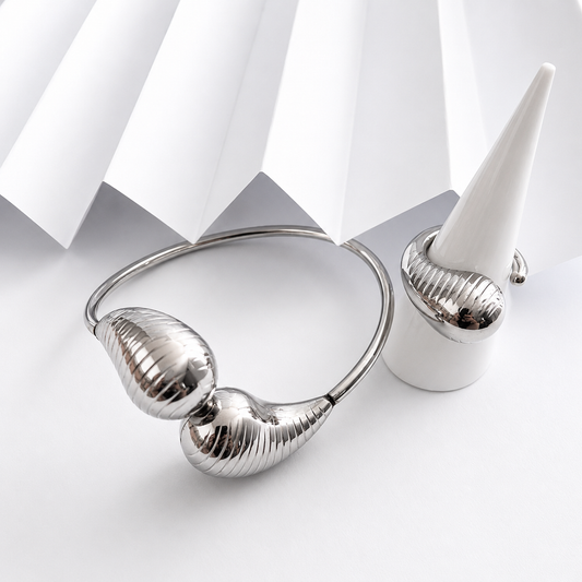 Set Plateado Moderno de Acero Inoxidable